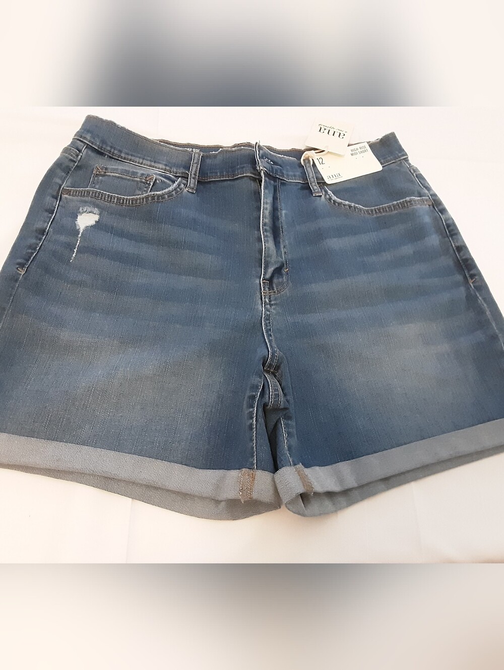 a.n.a High Rise Denim Midi Shorts Size 12 - New With Tags